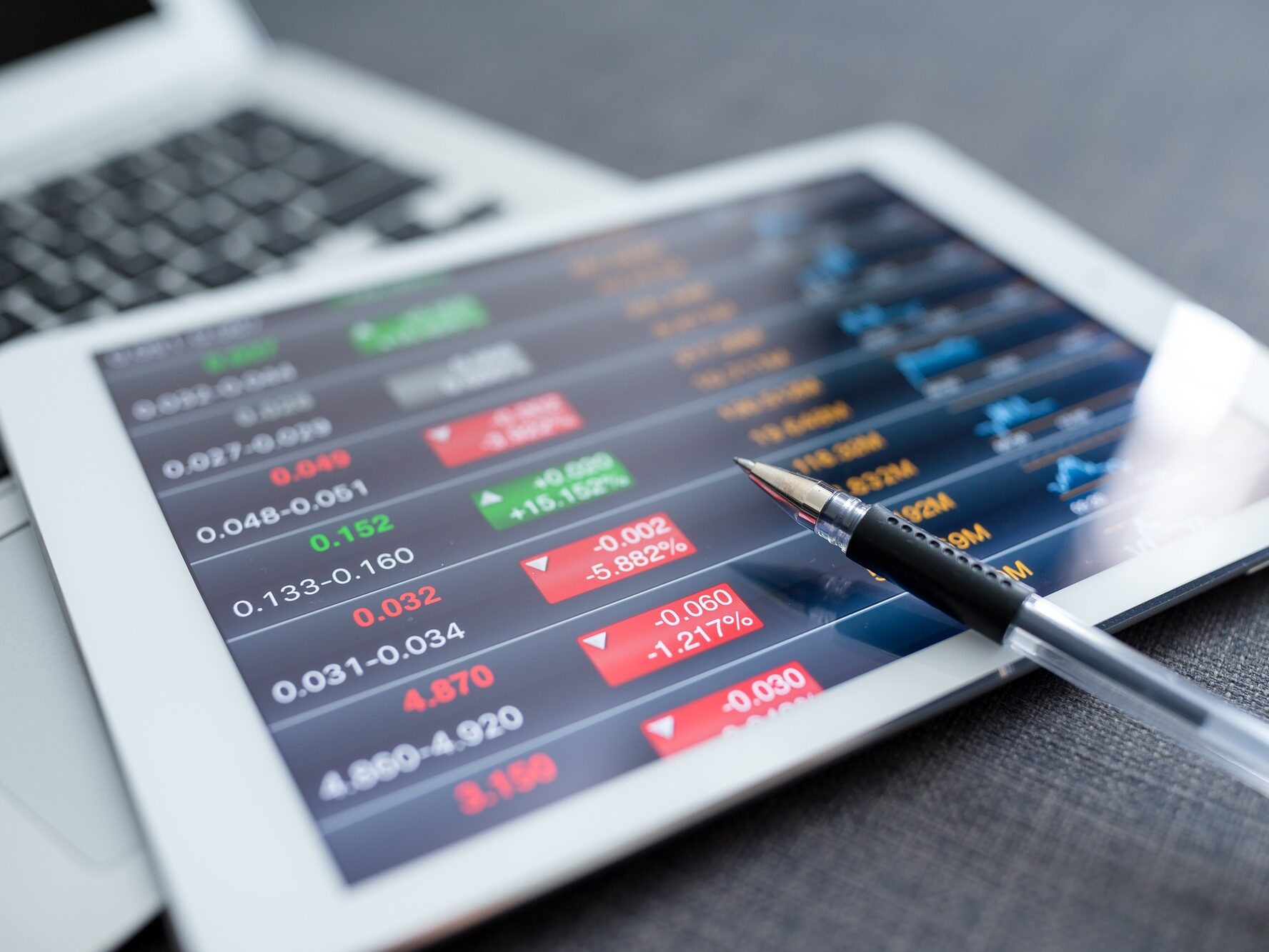 Tablet computer with stock exchange data